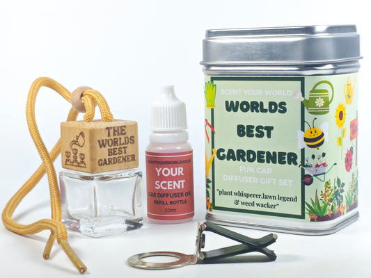 Fun car diffuser gift set - World's best gardener