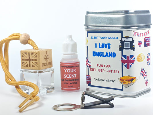 Fun car diffuser gift set - I love england