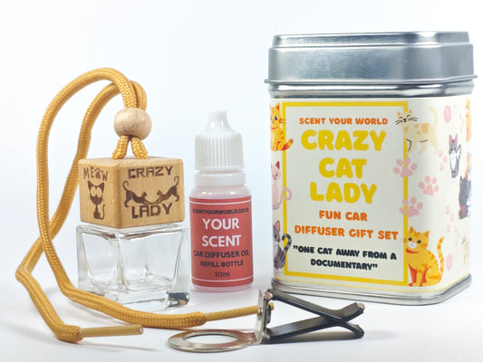 Fun car diffuser gift set - Crazy cat lady