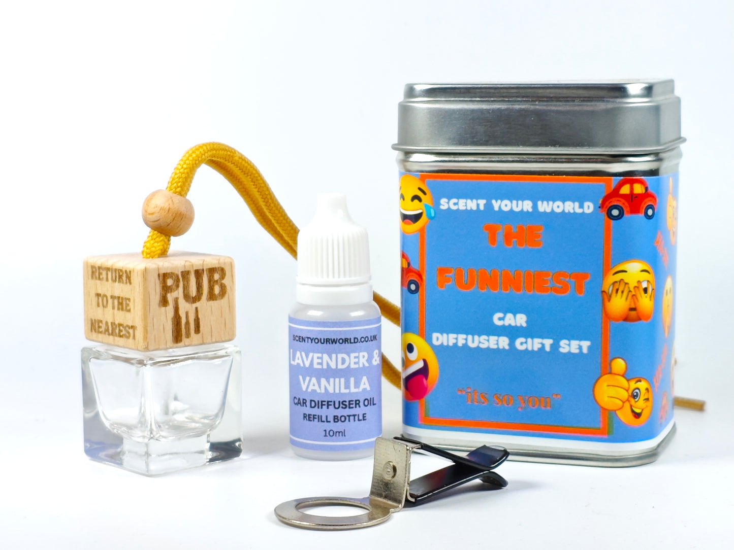 Fun refillable car diffuser - If lost, return to the nearest pub