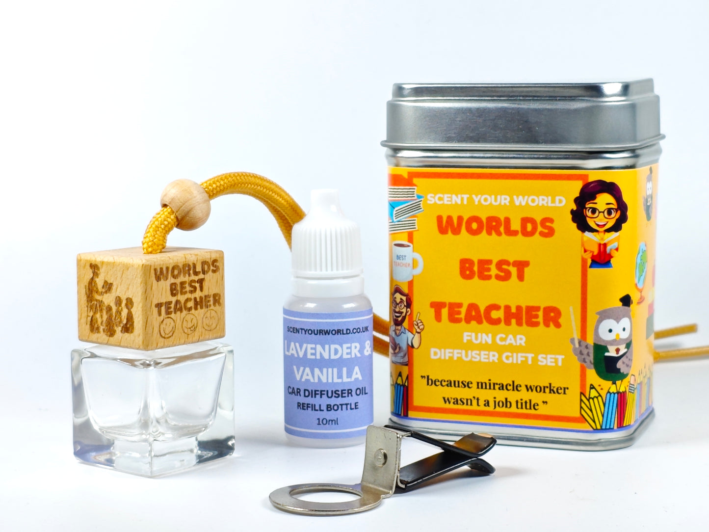 Fun refillable car diffuser - World's best teacher