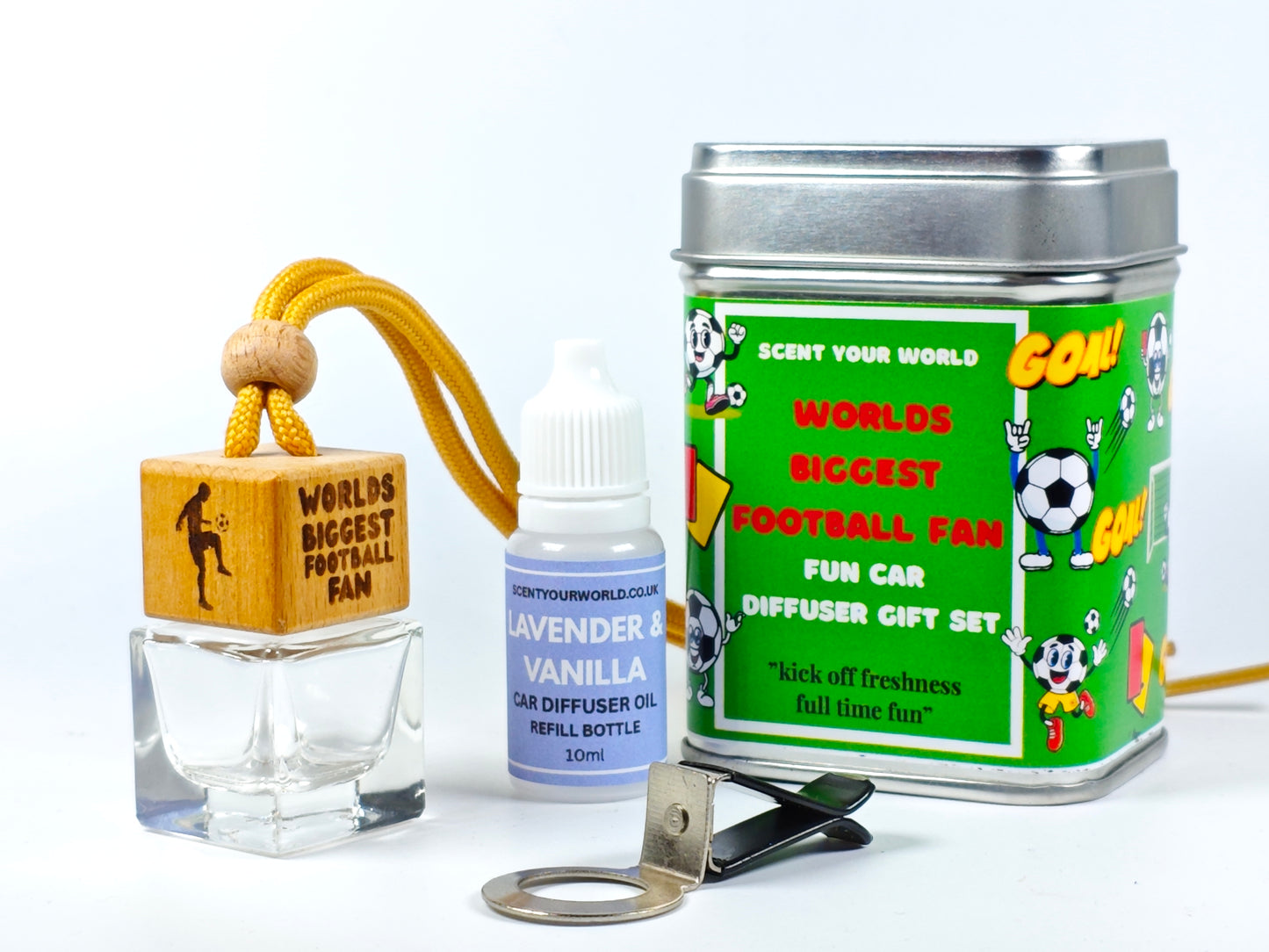 Fun refillable car diffuser - World's biggest football fan