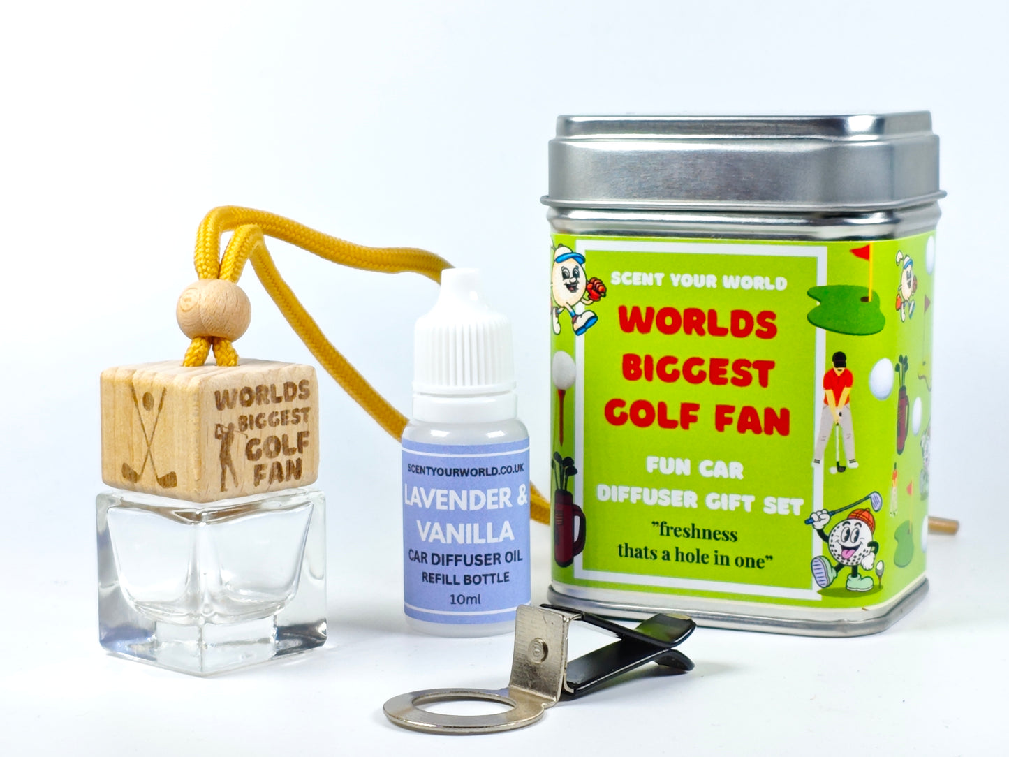 Fun refillable car diffuser - World's biggest golf fan