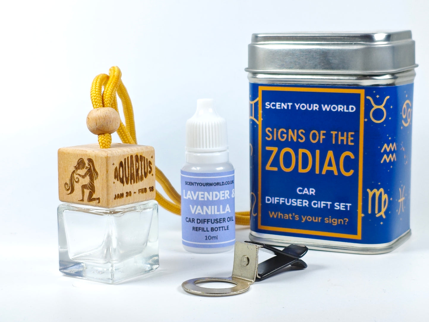 Aquarius - Zodiac - Refillable car diffuser
