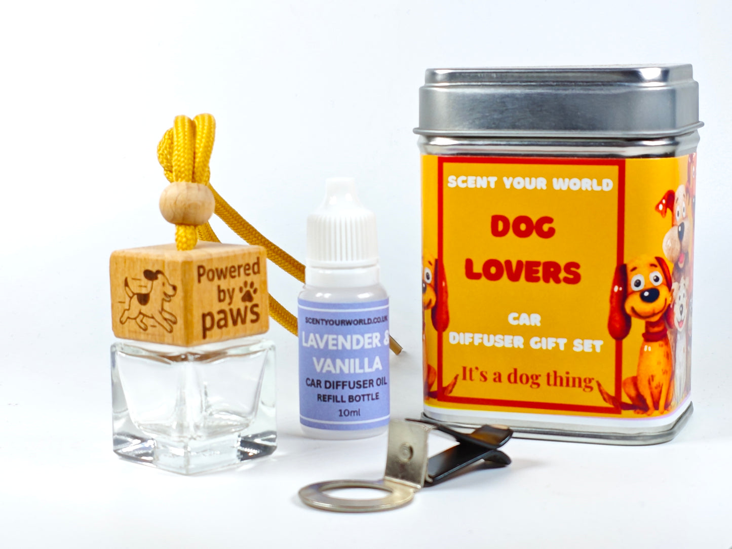 Powered by paws - Refillable car diffuser