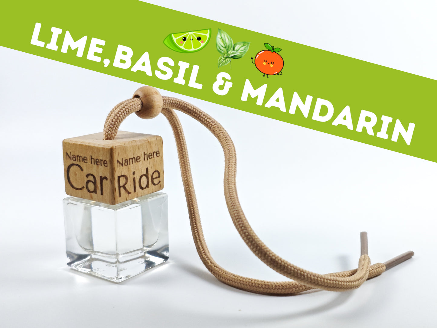 Personalised refillable car diffuser - Lime, Basic, and Mandarin - Inspired scent