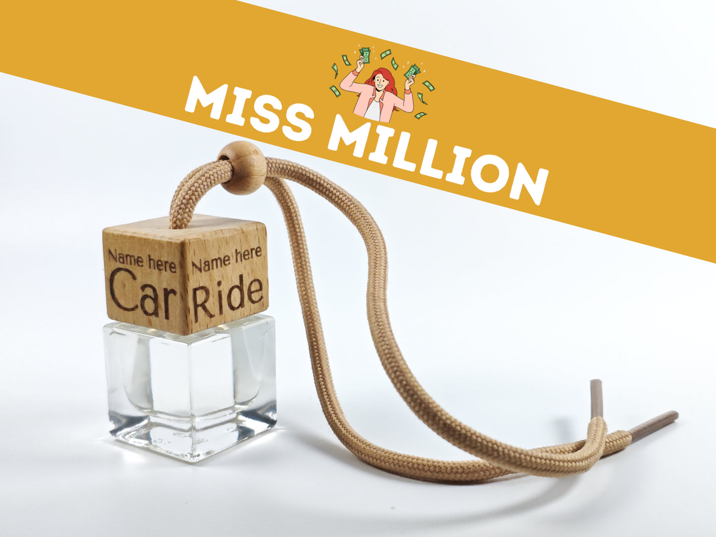 Personalised refillable car diffuser - Miss million - Inspired scent