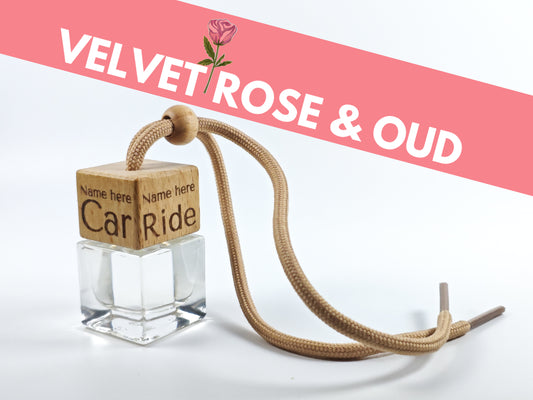 Personalised refillable car diffuser - Velvet rose & oud - Inspired scent